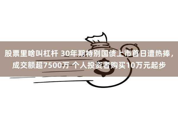 股票里啥叫杠杆 30年期特别国债上市首日遭热捧，成交额超7500万 个人投资者购买10万元起步