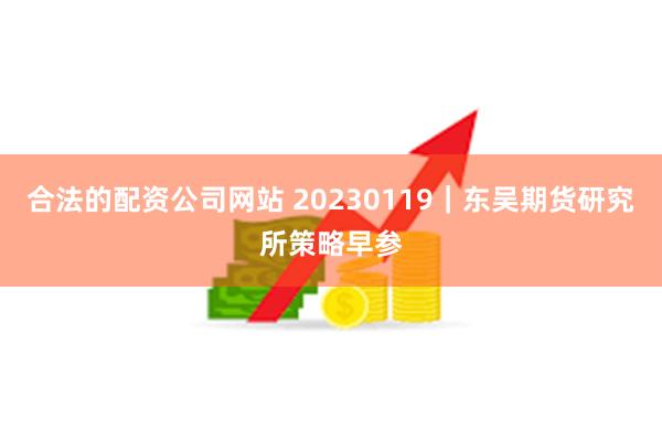 合法的配资公司网站 20230119｜东吴期货研究所策略早参